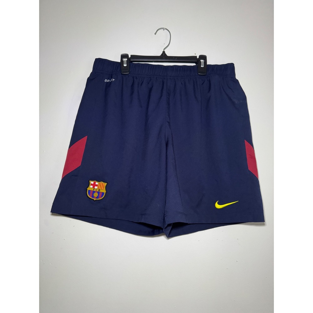 Nike FC Barcelona Soccer Shorts Mens XL Navy Blue Dri-FIT FCB Athletic Training